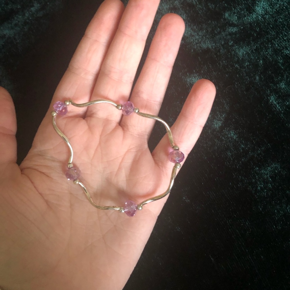 Faux Amethyst Beaded Bracelet